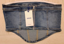 Load image into Gallery viewer, WOMEN'S SLEEVELESS WASHED STRETCH DENIM CROP TUBE TOP