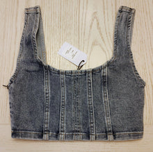 Load image into Gallery viewer, WOMEN'S SLEEVELESS SQUARE NECK STRETCH DENIM CROP TOP