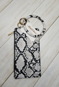 Snake print key ring wallet