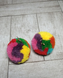 Multicolored pompom earrings