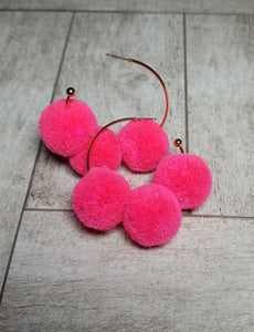 Pink Pompom earrings