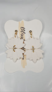 Lotus white dangle earrings