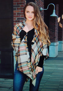 Classic Flannel Poncho with Toggle Closure