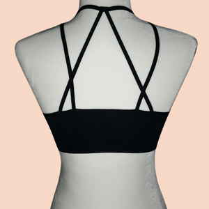 Floral Cutout Seamless Crop Top (Black)