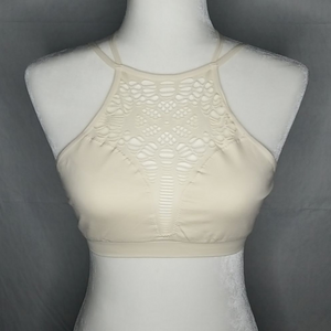 Floral Cutout Seamless Crop Top (Ivory)