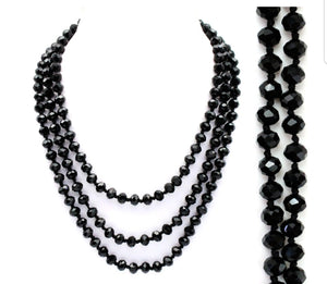 Knotted crystal bead necklace