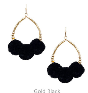 Pompom on teardrop earrings