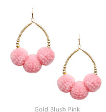 Load image into Gallery viewer, Pompom on teardrop earrings
