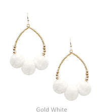 Load image into Gallery viewer, Pompom on teardrop earrings
