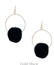 Load image into Gallery viewer, Pompom on hoop earrings
