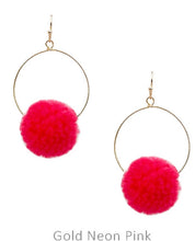 Load image into Gallery viewer, Pompom on hoop earrings
