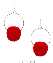 Load image into Gallery viewer, Pompom on hoop earrings
