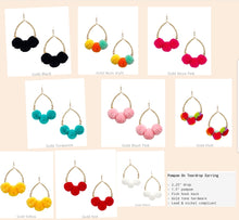 Load image into Gallery viewer, Pompom on teardrop earrings
