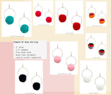 Load image into Gallery viewer, Pompom on hoop earrings
