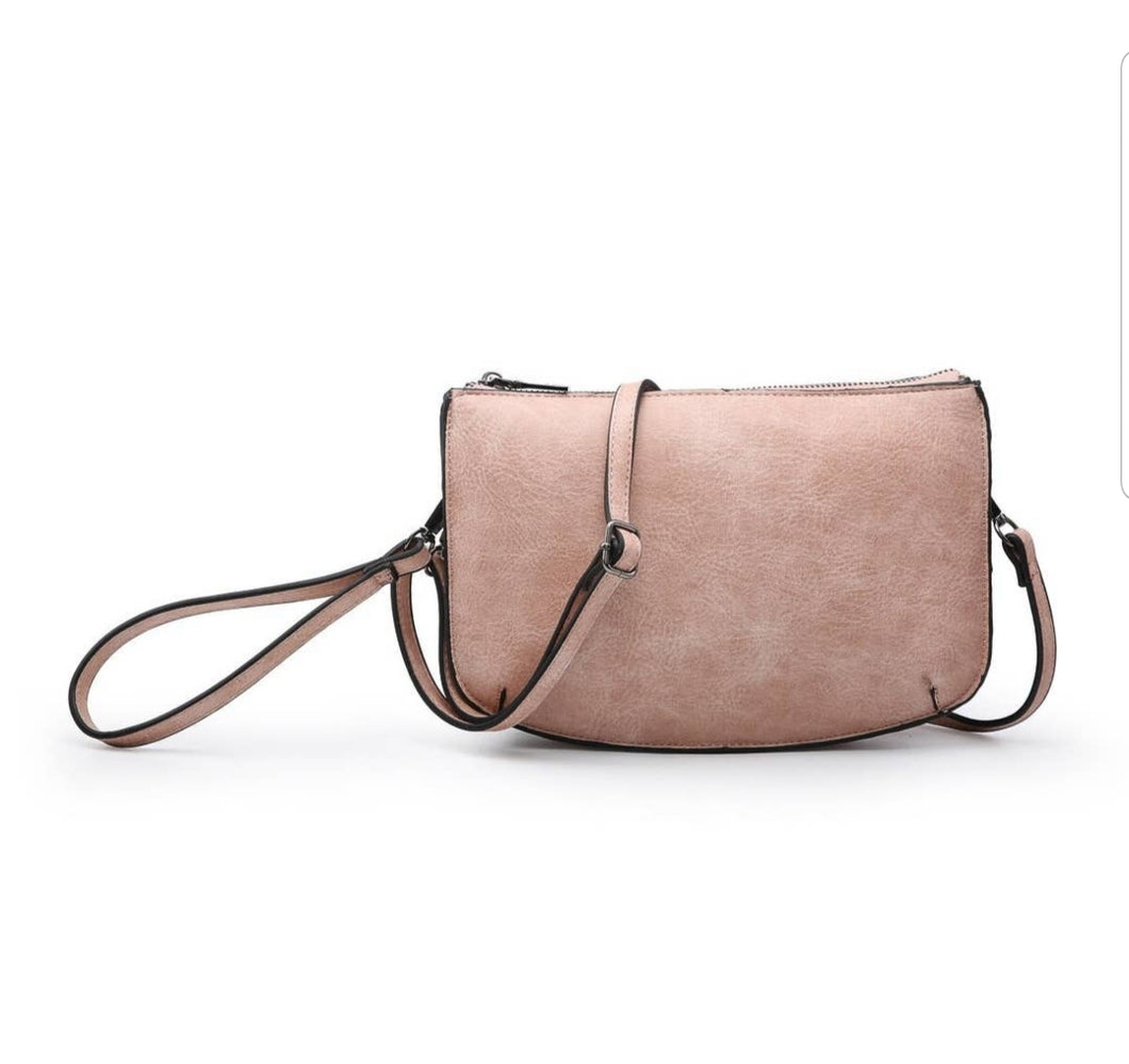 Mila Dual Compartment Crossbody/Clutch: Light Pink