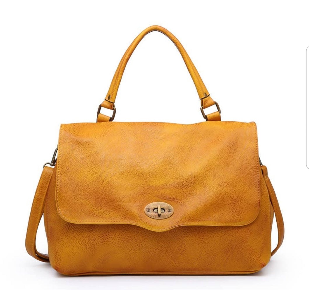 Harley Monogrammable Rustic Satchel: Mustard