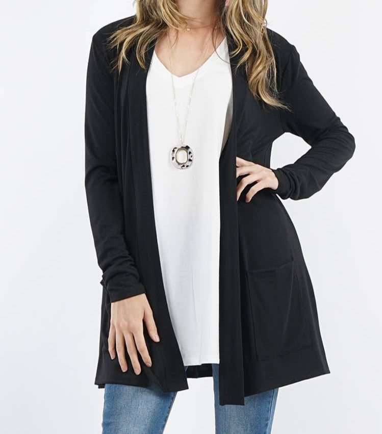 Slouchy pocket open cardigan