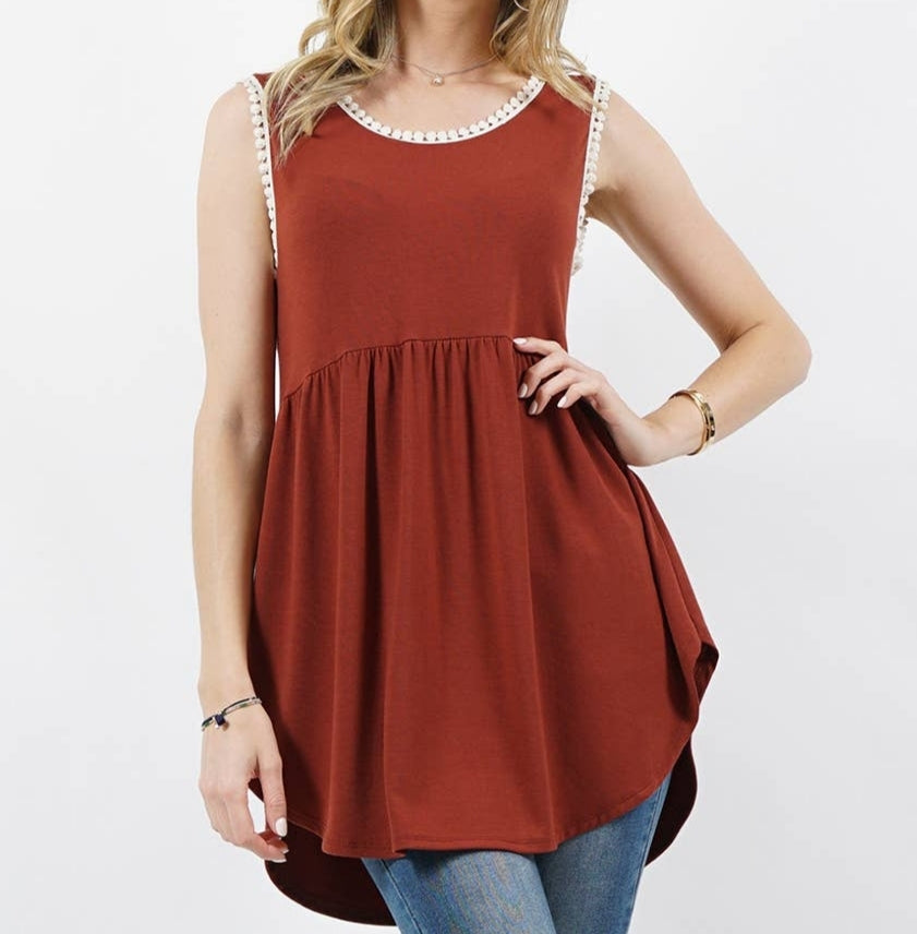 Sleeveless empire waist tunic