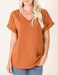 Woven v-neck top