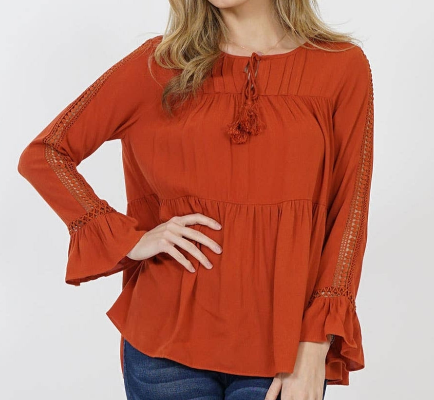 Embroidered sleeve rustic tunic